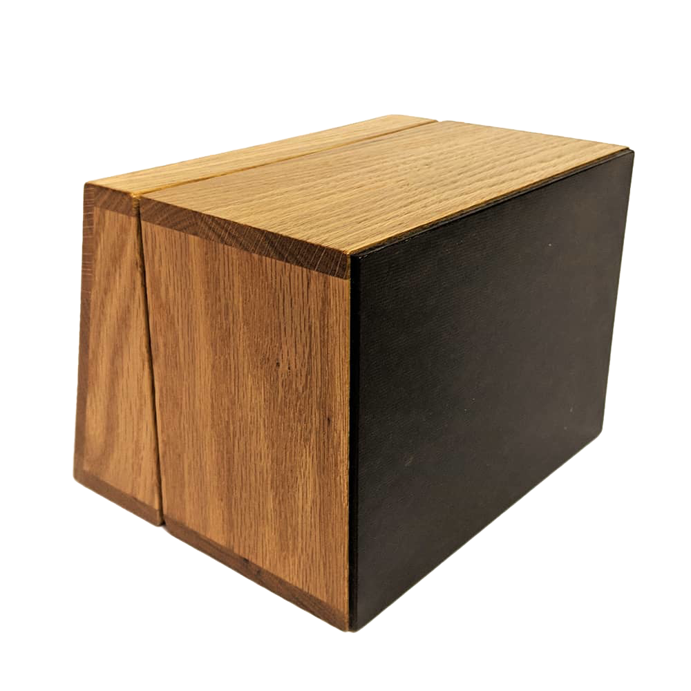 Handcrafted solid oak recipe box with a smooth protective finish and recessed hinges, made in USA, ideal for Kitchen & Food, Cookware, Baking Supplies, Holiday Hosting, Storage and Serving, and Best Sellers collections.