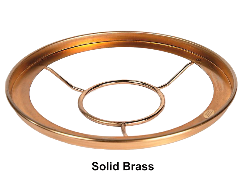 Copper-toned solid brass ring holder with inner support spokes, handcrafted for securing glass lamp shades to burners, featured in Lamps & Lighting, Parts and Accessories, Shade Rings and Holders, Best Sellers, and Promo Eligible collections.