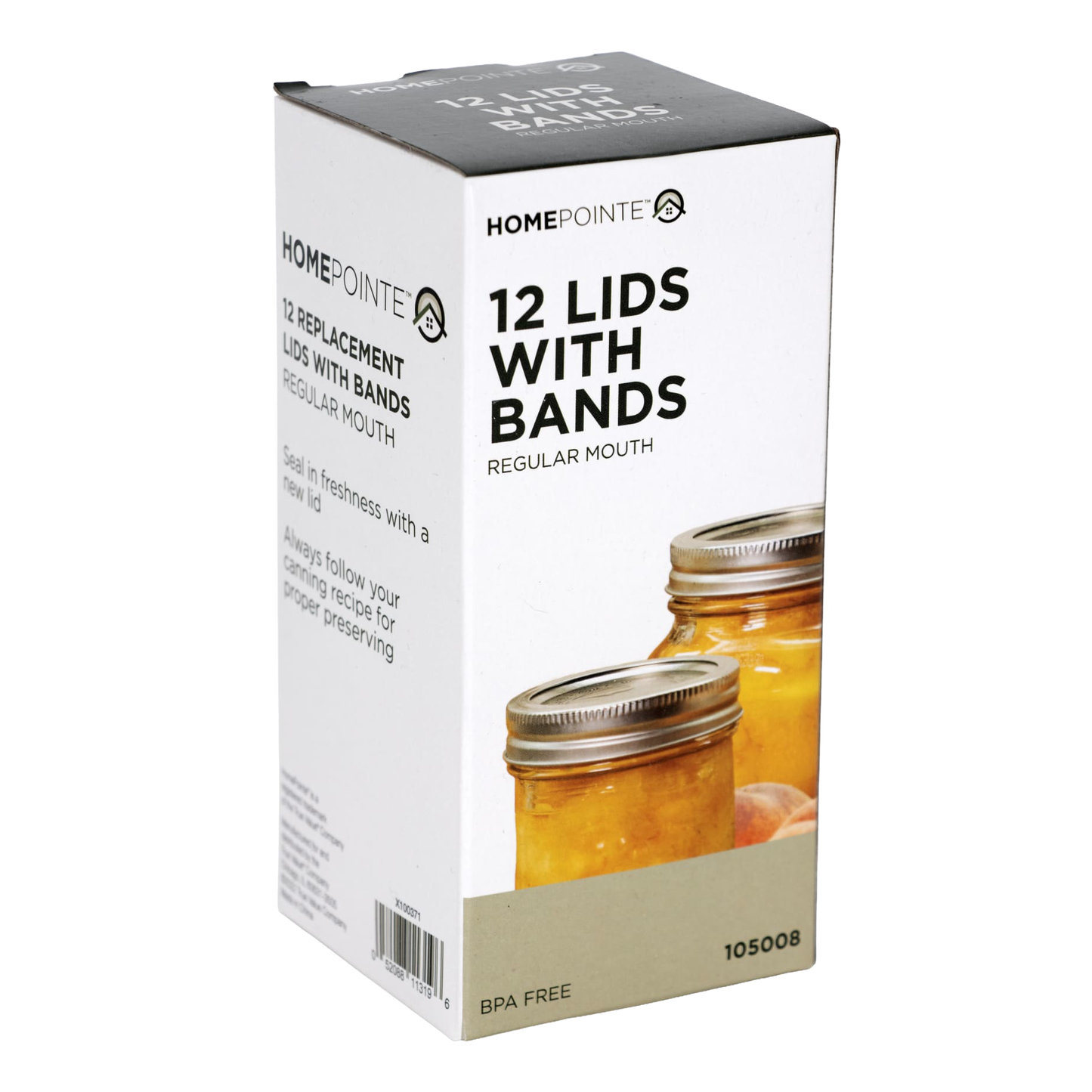 Box of 12 BPA-free regular-mouth lids and bands with sealing compound, ideal for kitchen food preservation and canning collections including best sellers and promo eligible items.