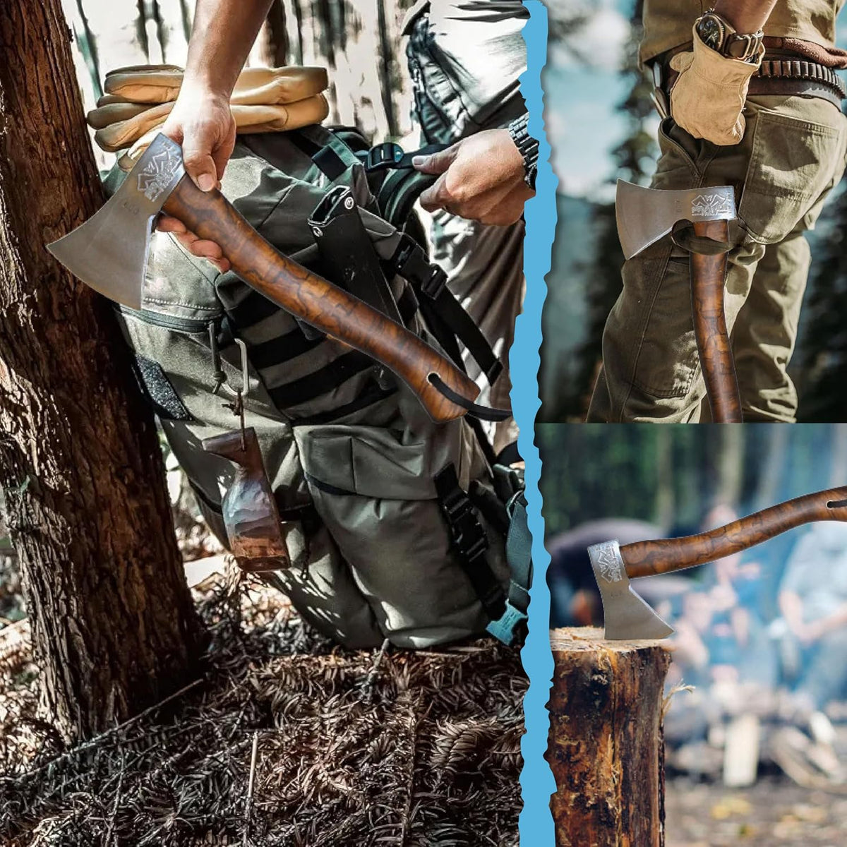 Prandi German Hatchet with Briar Hickory Handle