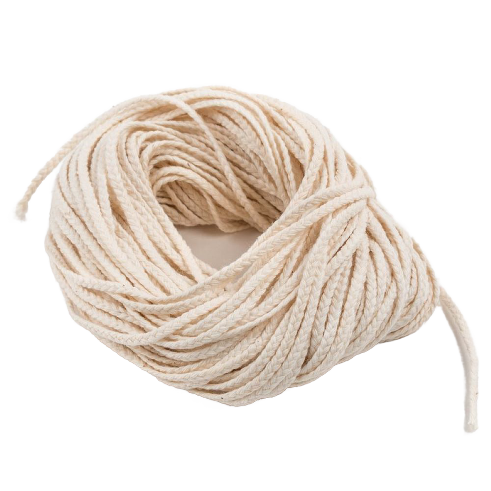 Natural cotton flat-braid wick in a coiled bundle, ideal for lamps and candlemaking supplies, featured in Best Sellers and Promo Eligible collections.