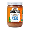 Jar of handcrafted creamy almond butter made in USA, unsweetened, salt-free, non-GMO, gluten-free, featured in Kitchen & Food and Peanut Butter & Jellies collections.