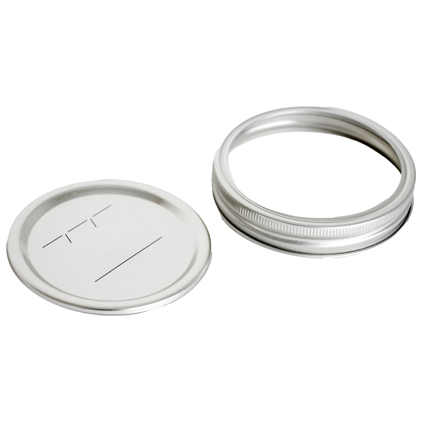 Wide-mouth metal lid and matching silver screw band with BPA-free sealing compound, ideal for Kitchen & Food, Food Preservation, Canning, Canning Jar Lids and Bands, and Best Sellers collections.