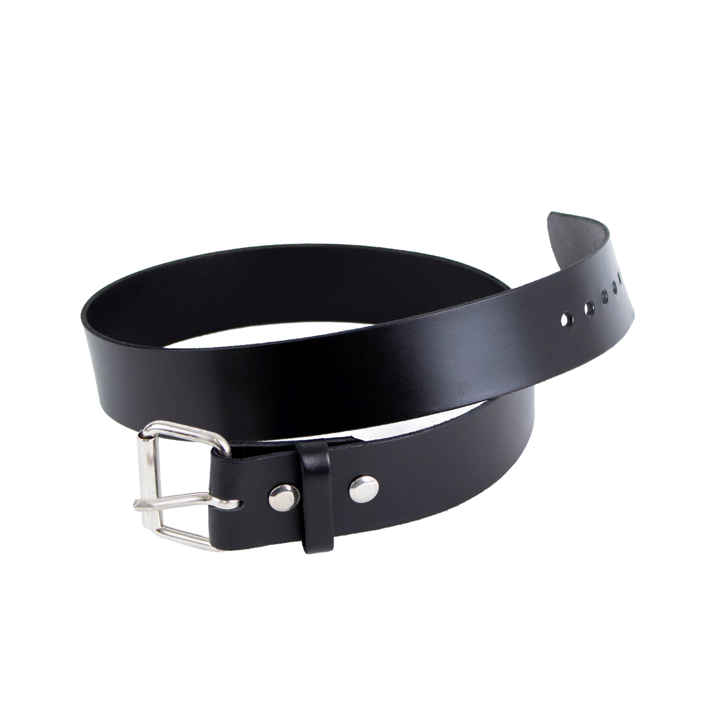 Handcrafted black genuine cowhide leather belt with chrome buckle and snaps, made in the USA, perfect for Health & Wellness, Clothing and Accessories, Amish Made, and Best Sellers.