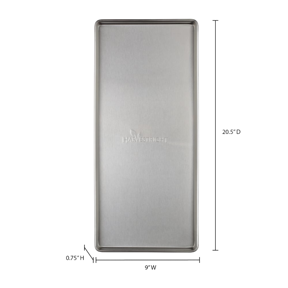 Stainless steel freeze dryer tray with raised edges for easy food drying, compatible with home freeze dryers, featured in Kitchen & Food, Food Preservation, Drying, Best Sellers, and Promo Eligible collections.