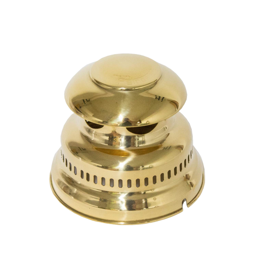 Polished brass hood with ventilation slots and screw attachments for Petromax HK350 and HK500 lamps, designed for fresh airflow and lamp protection in Lamps & Lighting and Best Sellers collections.
