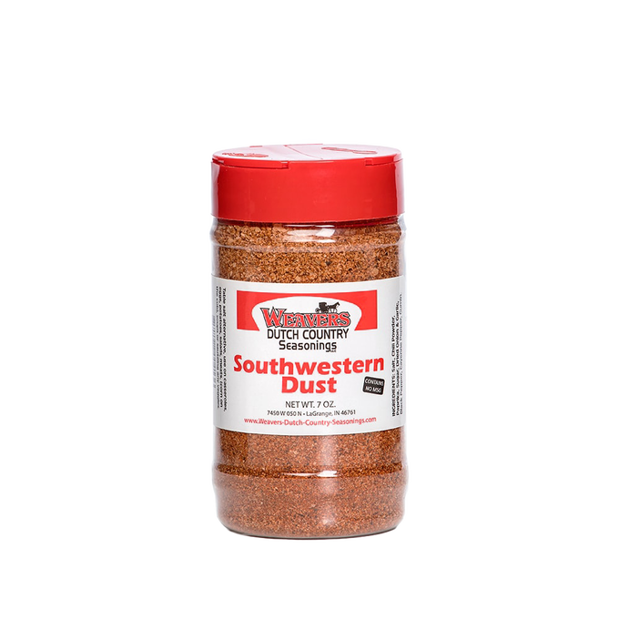 Clear shaker bottle of seasoned southwestern-style meat dust with a red cap, crafted for Kitchen & Food, Food, Pantry, USA Made, Best Sellers, and Promo Eligible collections.