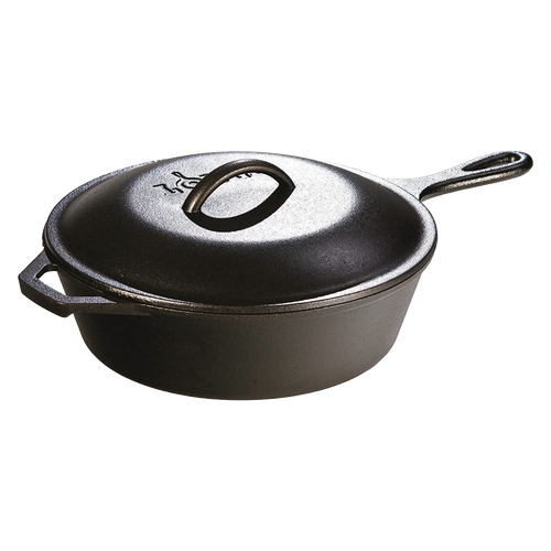 Handcrafted cast iron skillet with matching lid featuring self-basting tips and durable handle, ideal for Kitchen & Food, Cookware, Cast Iron, Best Sellers, and Promo Eligible collections.