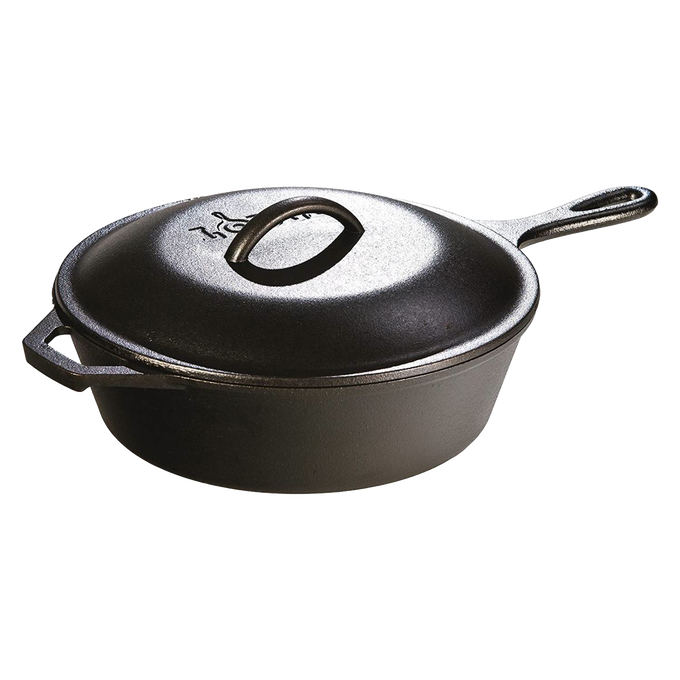 Handcrafted cast iron skillet with matching lid featuring self-basting tips and durable handle, ideal for Kitchen & Food, Cookware, Cast Iron, Best Sellers, and Promo Eligible collections.