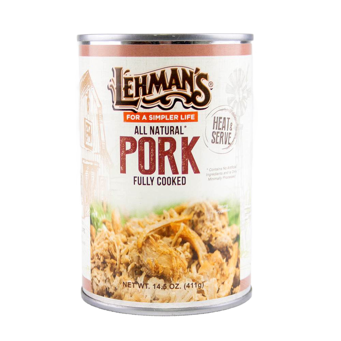 Handcrafted all-natural fully cooked canned pork with simple, minimally processed ingredients, ready to heat and serve, ideal for Farm, Garden & Tool, Kitchen & Food, Emergency Supplies, Food, Meats, Best Sellers, and Promo Eligible collections.