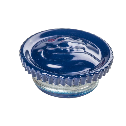 Dark blue filler cap with ridged edges and smooth top surface, designed as a replacement part for galvanized lanterns, featured in Lamps & Lighting, Emergency Supplies, and Parts and Accessories collections.