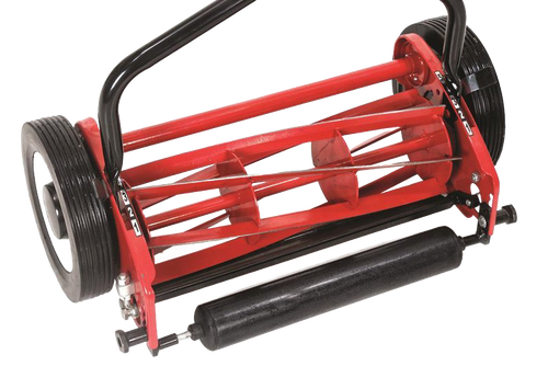 Handcrafted Mascot silent cut reel mower featuring six heat-treated tempered blades, an ergonomic virtually unbreakable handle, and durable wheels, ideal for Farm, Garden & Tool, Lawncare, Best Sellers, and Promo Eligible collections.