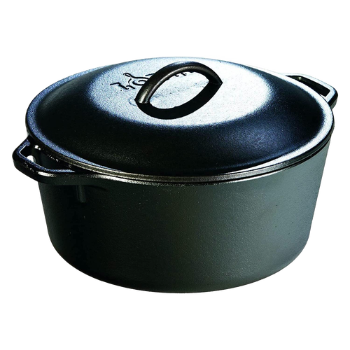 Robust handcrafted cast iron Dutch oven with fitted lid, designed for excellent heat retention and durability; ideal for Kitchen & Food, Cast Iron, Cookware, USA Made, Best Sellers, Promo Eligible collections.