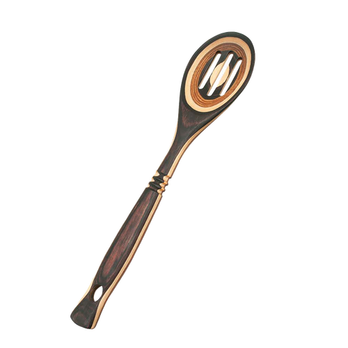 Handcrafted pakkawood slotted spoon with colorful layered patterns, durable and heat resistant, perfect for Kitchen & Food, Kitchen Gadgets, Cooking and Baking Helpers, Storage and Serving, and Best Sellers collections.