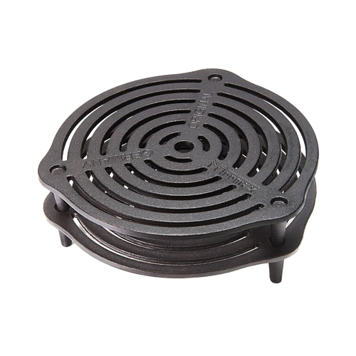 Solid cast iron stack grate with three legs for elevated, even heat distribution during multi-level cooking in Dutch ovens, ideal for Farm, Garden & Tool, Kitchen & Food, Camping, Cookware, Cast Iron, Best Sellers, and Promo Eligible collections.