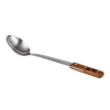 Long stainless steel serving spoon with durable walnut handle, handcrafted for convenient outdoor meal portioning in Farm, Garden & Tool, Kitchen & Food, Camping, Storage and Serving, Best Sellers, and Promo Eligible collections.