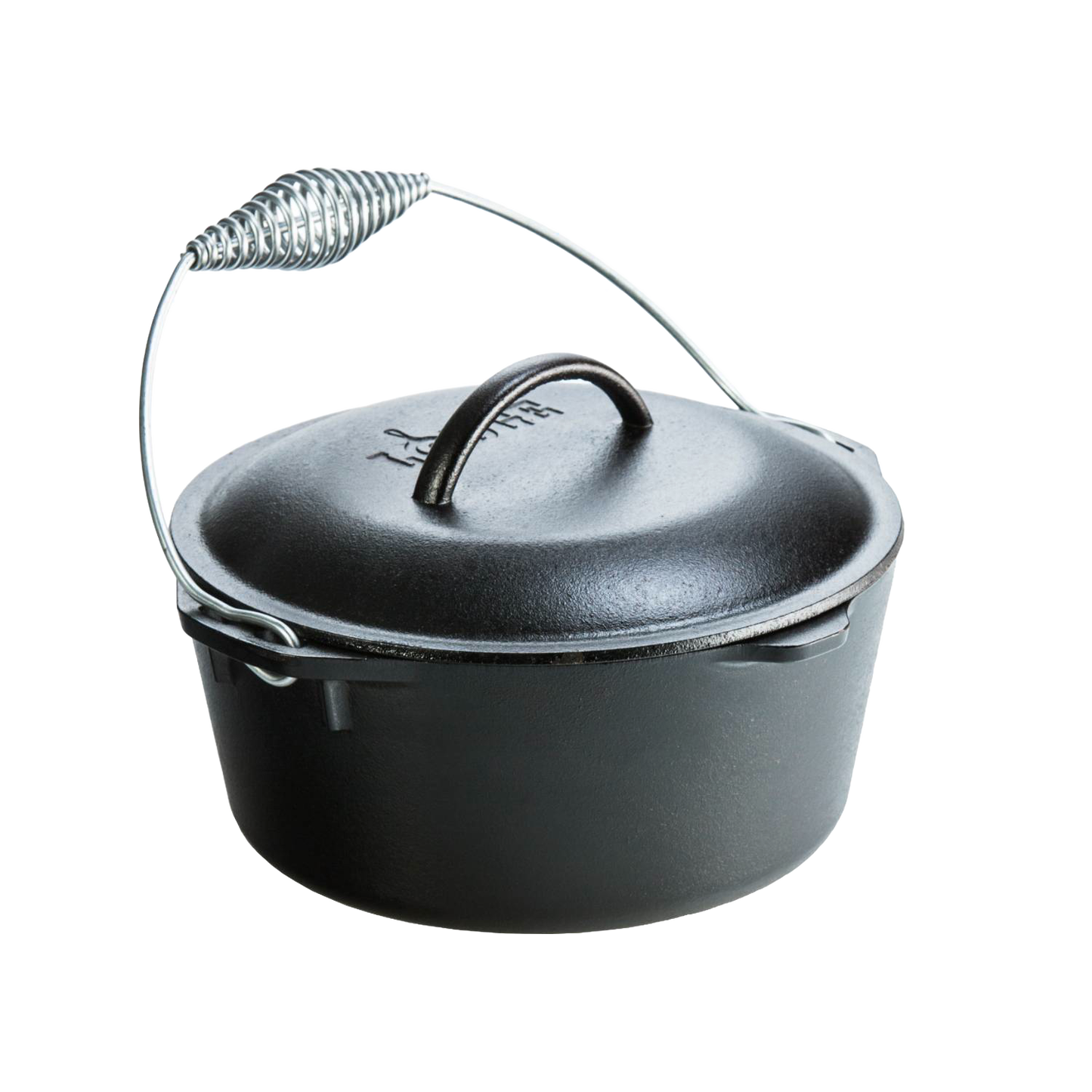 Classic cast iron Dutch oven with spiral handle and self-basting lid, pre-seasoned for immediate use, ideal for Kitchen & Food, Cookware, Cast Iron, USA Made, and Best Sellers collections.