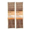 Pair of handcrafted non-toxic fire starter packs made in the USA, featuring natural reclaimed wax and sawdust, ideal for wood stoves, camping, and hearth accessories.