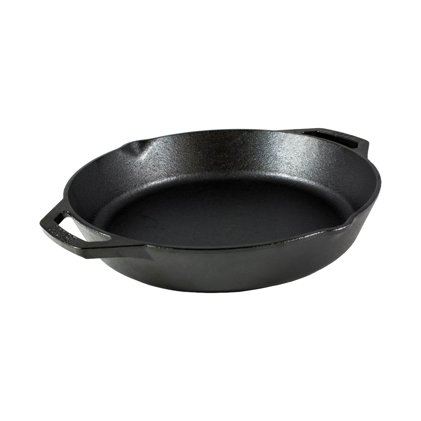 Durable handcrafted round cast iron pan with short side handles, pre-seasoned for versatile cooking on grill or oven, featured in Kitchen & Food, Cookware, Cast Iron, Best Sellers, Promo Eligible collections.