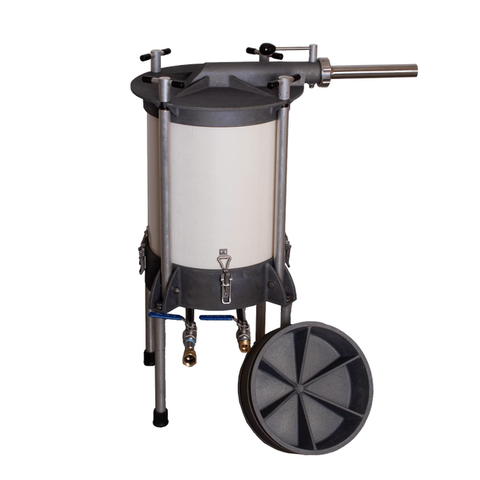 High-capacity water-powered sausage stuffer with sturdy metal frame, designed for bulk sausage making in Kitchen & Food, Specialty Equipment, Butchering Supplies, and Amish Made collections.