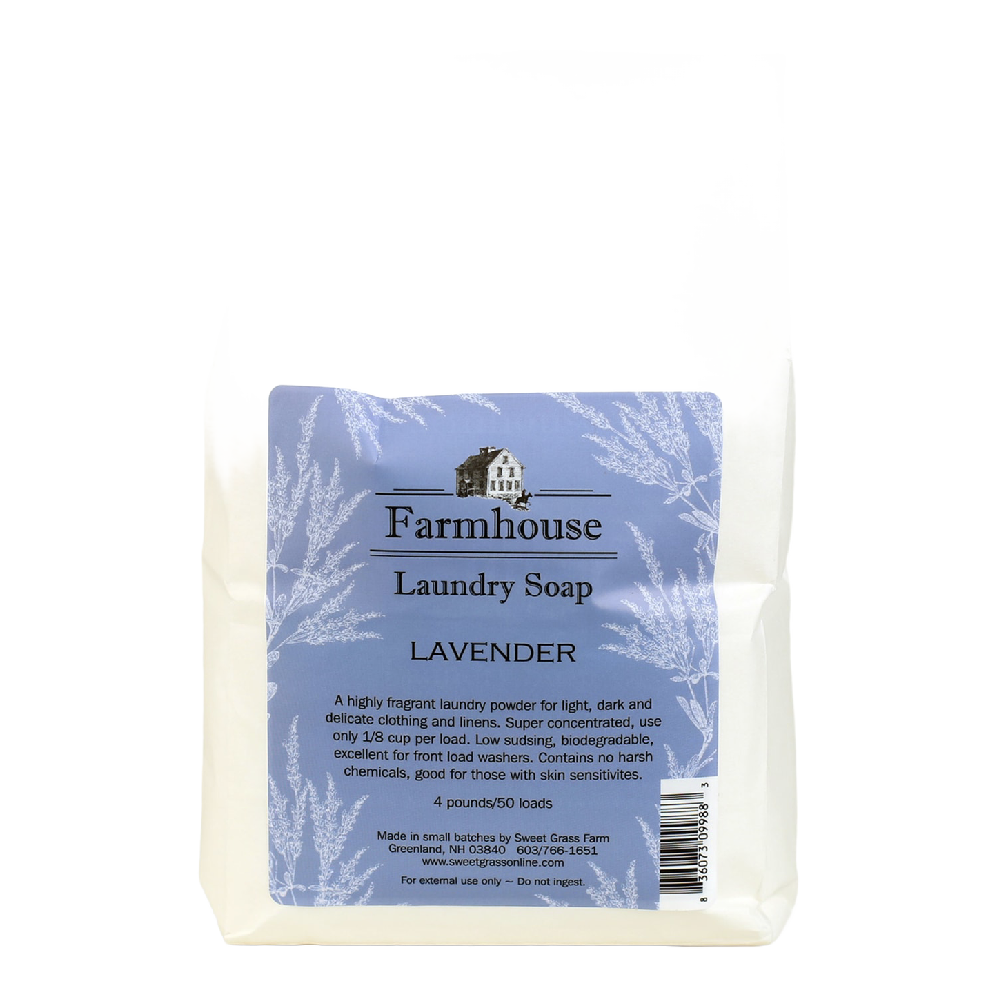 Handcrafted Lavender-scented Farmhouse Laundry Soap in a natural, biodegradable powder, ideal for delicate fabrics, featuring a low-sudsing formula made in the USA, featured in Home & Decor, Soaps and Soapmaking, Laundry Supplies, and Best Sellers collections.