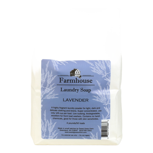 Handcrafted Lavender-scented Farmhouse Laundry Soap in a natural, biodegradable powder, ideal for delicate fabrics, featuring a low-sudsing formula made in the USA, featured in Home & Decor, Soaps and Soapmaking, Laundry Supplies, and Best Sellers collections.