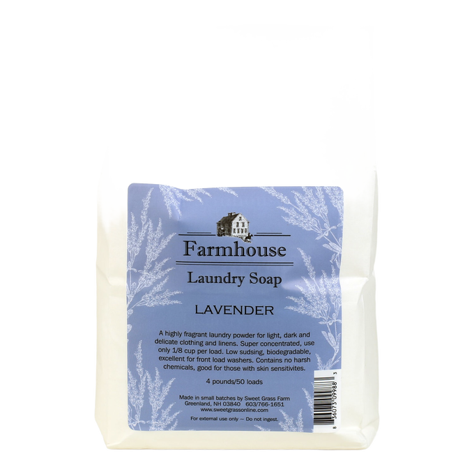 Handcrafted Lavender-scented Farmhouse Laundry Soap in a natural, biodegradable powder, ideal for delicate fabrics, featuring a low-sudsing formula made in the USA, featured in Home & Decor, Soaps and Soapmaking, Laundry Supplies, and Best Sellers collections.