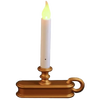 Classic-style cordless window candle with a warm LED flame and brass-colored base, perfect for adding safe, flickering light to home decor and holiday settings.