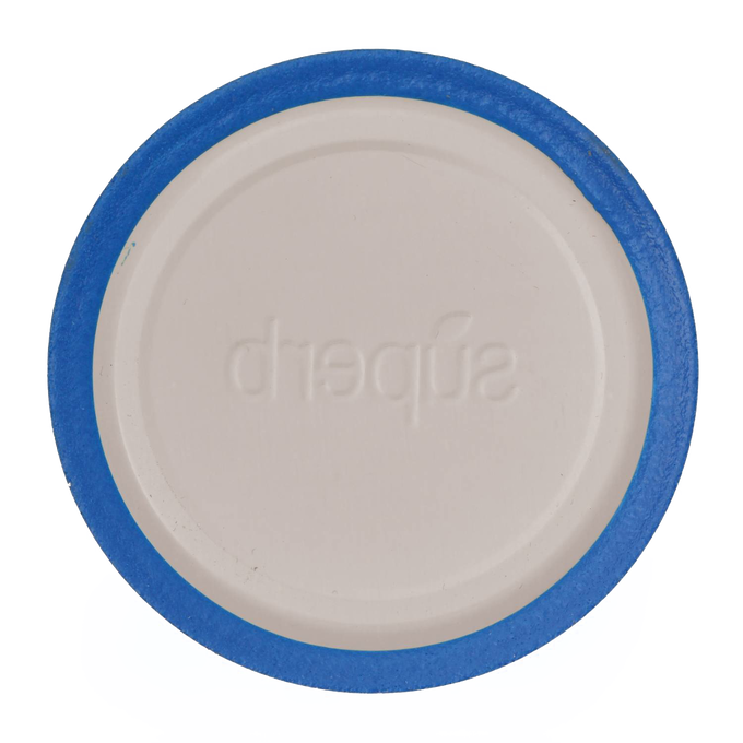 Single regular-mouth canning jar lid with blue sealing band and embossed Superb branding, crafted in USA for Kitchen & Food, Food Preservation, and Canning Jar Lids and Bands collections.