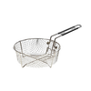 Round commercial-grade deep fry basket with sturdy wire mesh and folding handle, designed for use with cast iron cookware in Kitchen & Food, Cookware, Cast Iron, and Kitchen Gadgets collections.