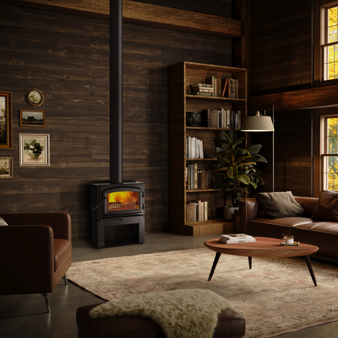 Regency Classic F1150 Small Wood Stove - Pedestal with Wood Storage