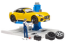 Bruder Toys bworld Car Service Centre with Roadster