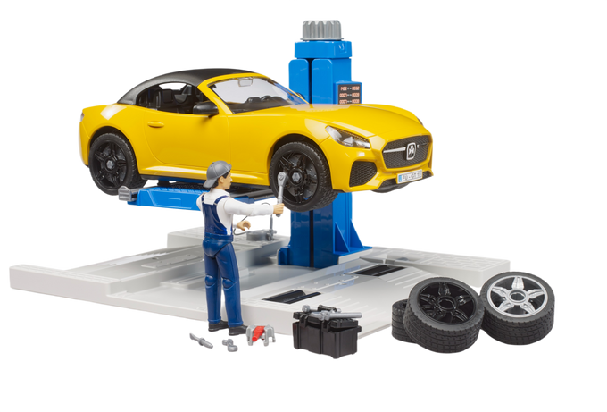 Bruder Toys bworld Car Service Centre with Roadster