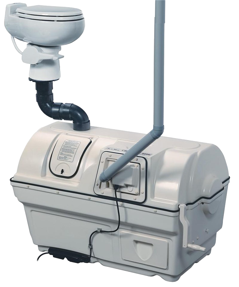 High-capacity composting toilet system with a large bio-drum and water flush option, designed for long-term use in cottages; featured in Appliances, Composting Toilets, and Best Sellers collections.