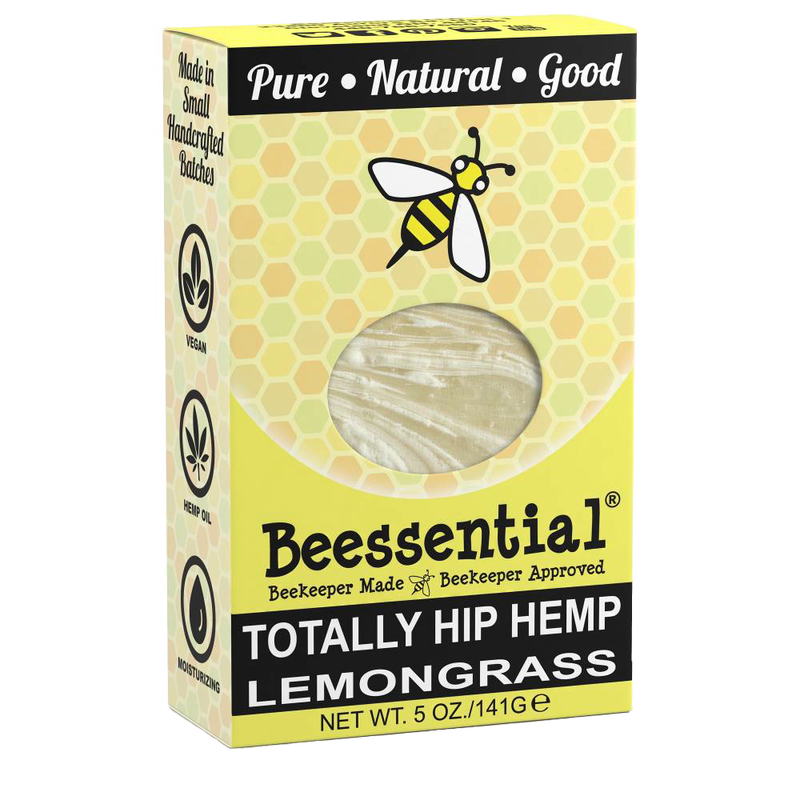 Handcrafted natural soap bar in lemongrass scent with hemp oil, made in small batches in the USA, featuring vegan ingredients, perfect for Health & Wellness, Grooming and Personal Hygiene collections.
