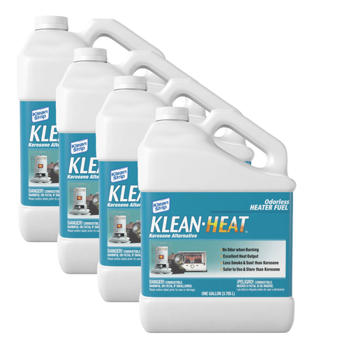 Four white gallon jugs of odorless heater fuel, labeled as a kerosene alternative, designed for lamps and heaters, featured in Farm, Garden & Tool and Emergency Supplies collections.