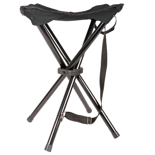 Lightweight four-legged folding camping stool with durable black fabric seat and metal frame, perfect for outdoor use in Farm, Garden & Tool, Camping, and Best Sellers collections.