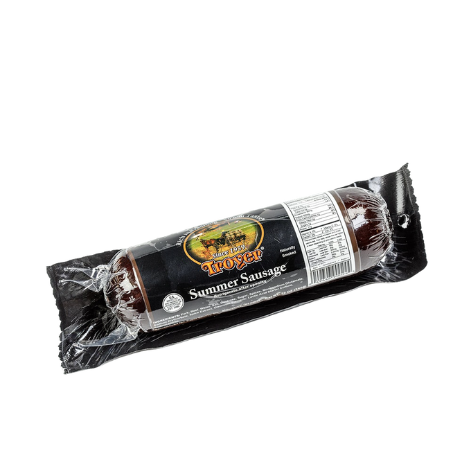 Handcrafted summer sausage from Amish Country, made in USA with a blend of pork and beef, ready-to-eat snack ideal for Kitchen & Food, Meats, Pantry, and Snacks collections.