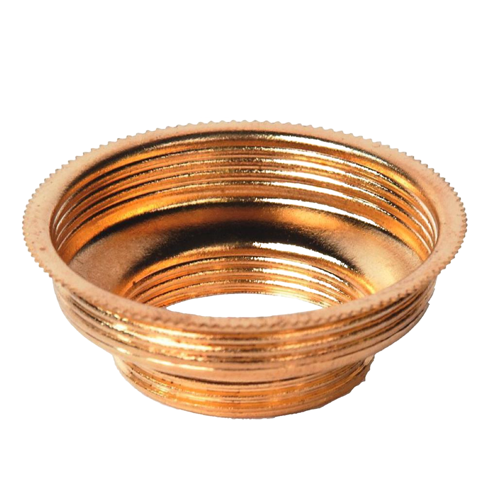Solid brass expander fitting with threaded design, crafted to adapt oil lamp burners from smaller to larger sizes, featured in lamps and lighting parts collections.