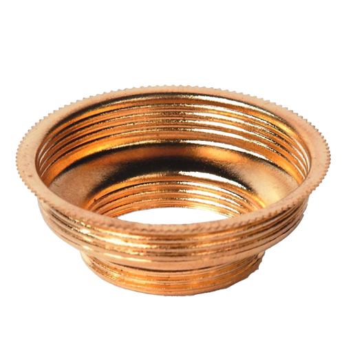 Solid brass expander fitting with threaded design, crafted to adapt oil lamp burners from smaller to larger sizes, featured in lamps and lighting parts collections.