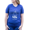 Soft blue handcrafted t-shirt featuring a vintage lantern graphic and "For a Simpler Life" slogan, ideal for Health & Wellness, Emergency Supplies, and Clothing collections.