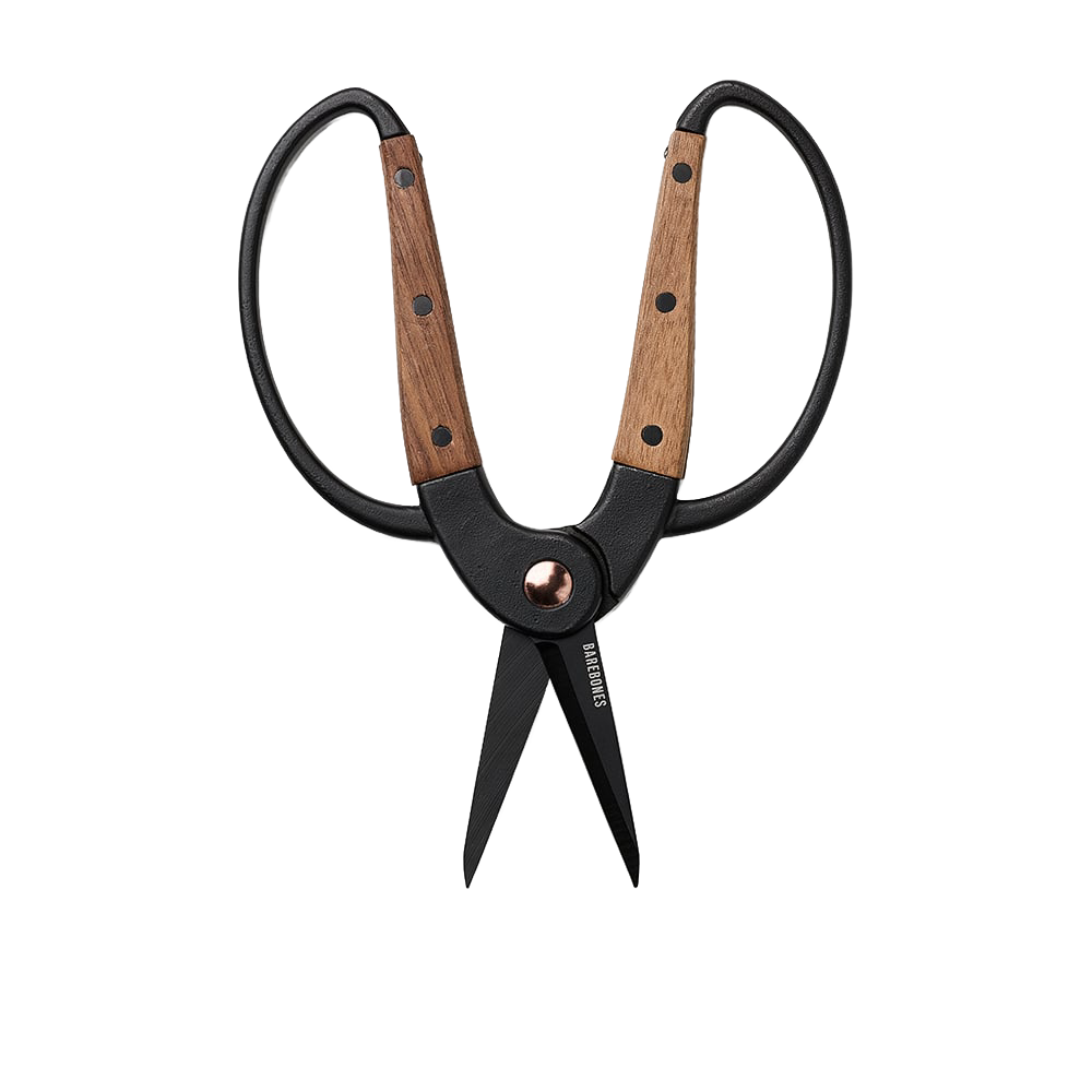 Rust-resistant gardener’s scissors featuring sharp stainless steel blades and wide walnut handles with ambidextrous design, part of Farm, Garden & Tool and Best Sellers collections.