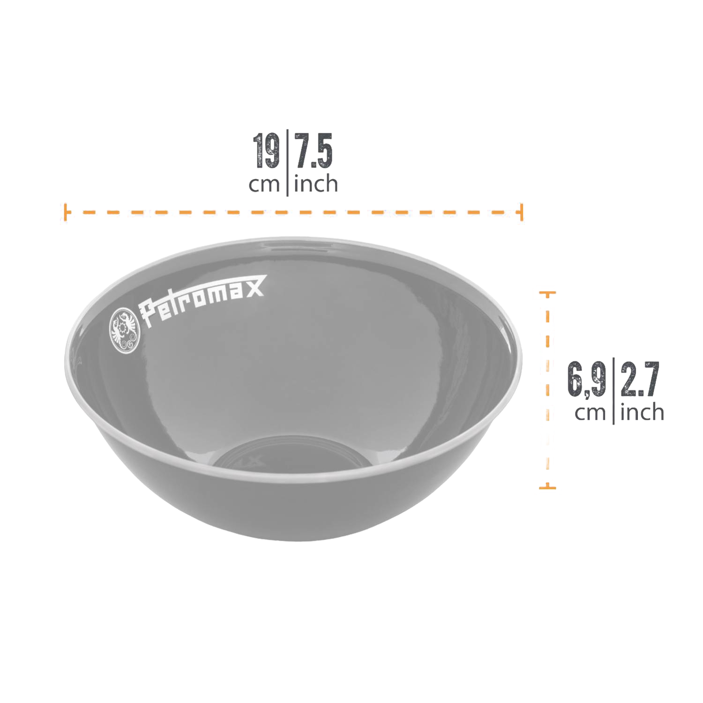 Gray enamel bowl with durable, scratch- and heat-resistant finish, designed for outdoor use, perfect for camping and kitchen tasks, featured in Farm, Garden & Tool, Camping, and Dinnerware collections.