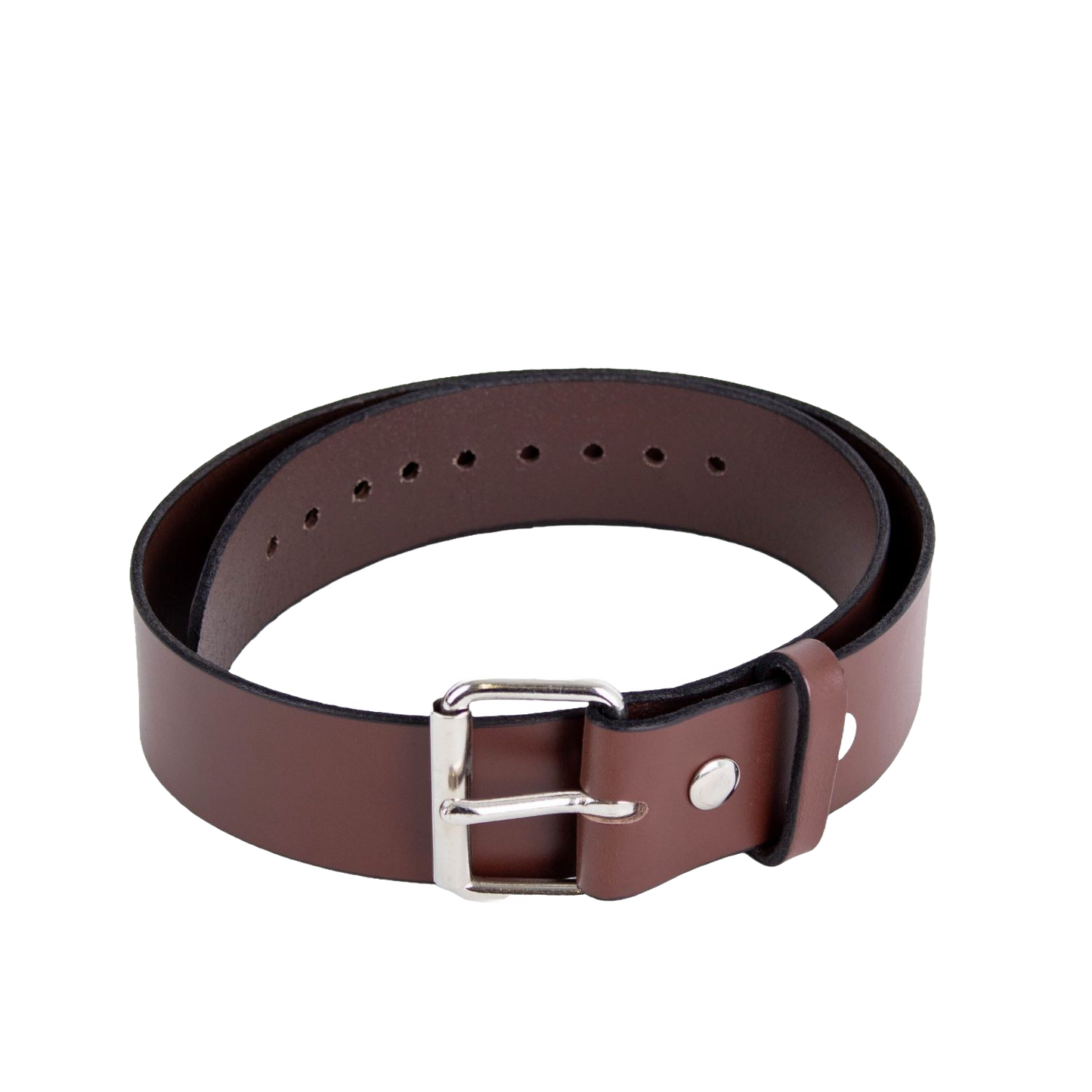 Handcrafted Amish-made brown leather belt, 2 inches wide, featuring 100% genuine cowhide with a polished chrome buckle and snaps, part of Health & Wellness, USA Made, Amish Made, Best Sellers, and Promo Eligible collections.