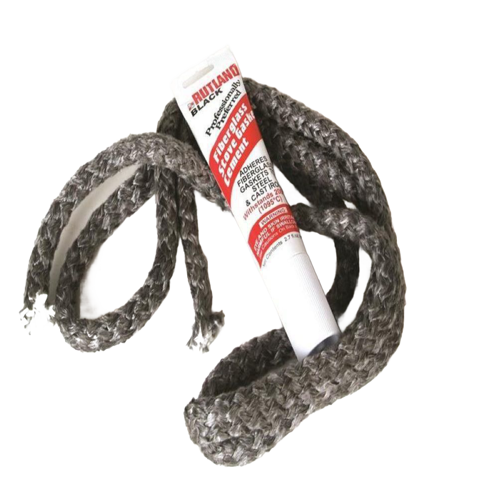 Handcrafted replacement kit featuring seven feet of braided fiberglass rope and a tube of high-temperature stove gasket cement, ideal for airtight wood stoves in Stoves, Hearth Accessories, and Best Sellers collections.