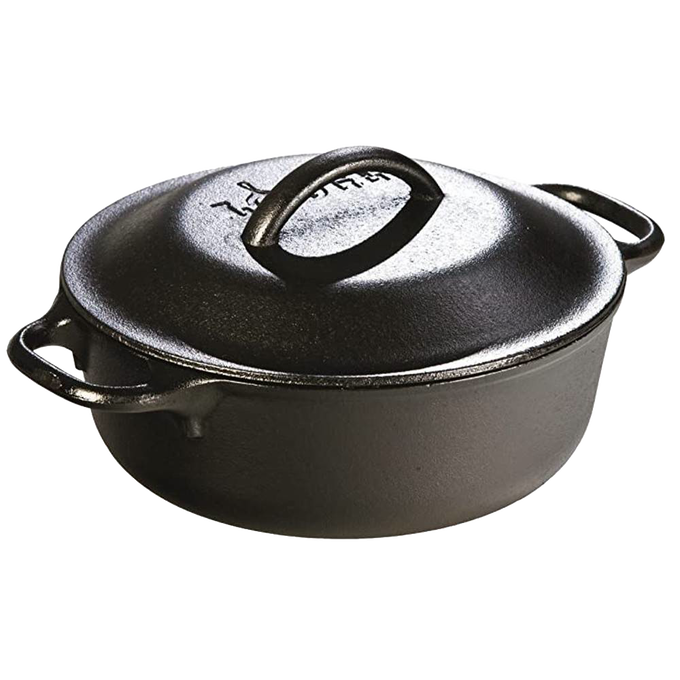 Handcrafted cast iron Dutch oven with matching lid, designed for slow-cooked savory meals, heat retention, and versatile cooking; perfect for Kitchen & Food, Cast Iron, USA Made, and Best Sellers collections.
