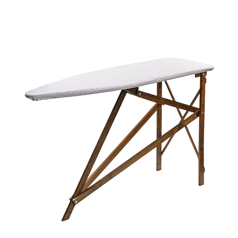 Handcrafted wooden ironing board with durable maple and birch frame and cushioned cover, designed by Amish artisans, perfect for Home & Decor and Laundry Supplies collections.