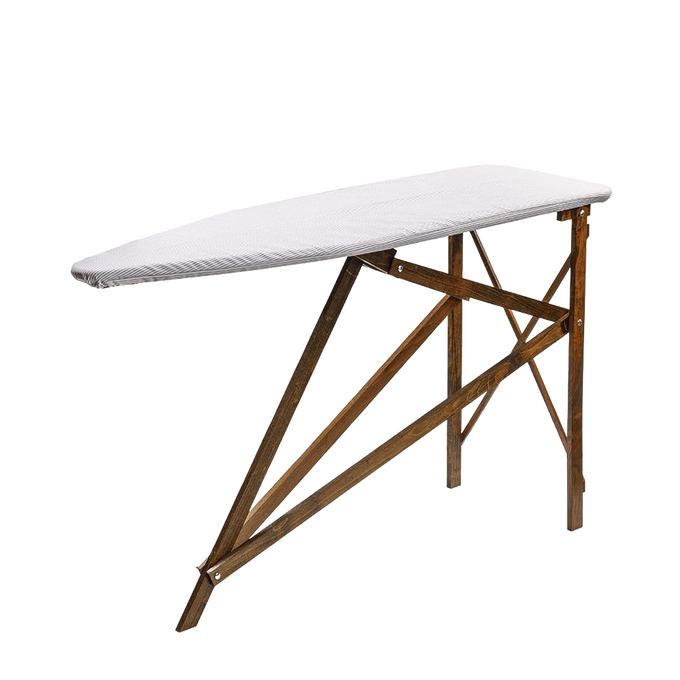 Handcrafted wooden ironing board with durable maple and birch frame and cushioned cover, designed by Amish artisans, perfect for Home & Decor and Laundry Supplies collections.