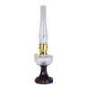 Handcrafted oil lamp featuring a clear glass font over an amethyst pedestal base with brass burner, perfect for Lamps & Lighting, Oil Lamps, Table Lamps, and Best Sellers collections.
