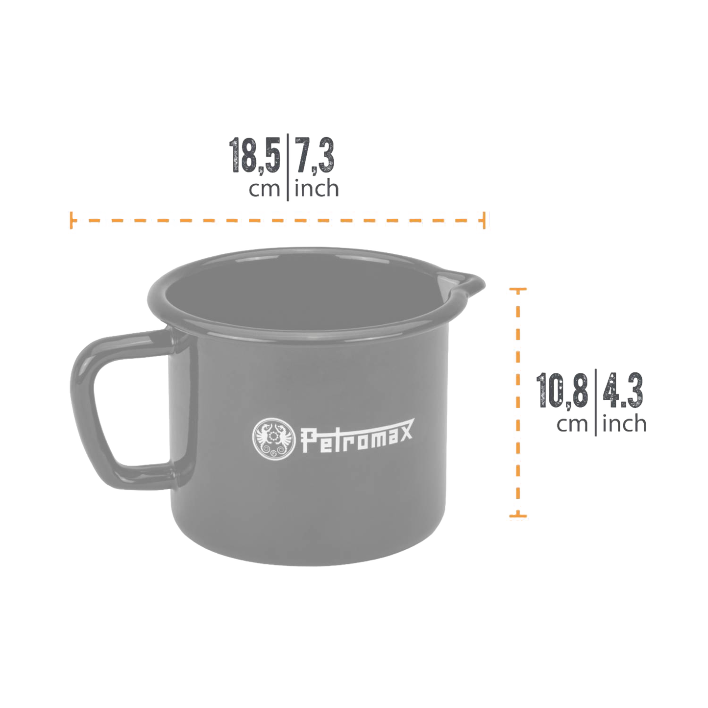 Handcrafted enameled steel pot with sturdy handle and pour spout, designed for lightweight outdoor use in Camping, Kitchen & Food, Farm, Garden & Tool, and Cookware collections.